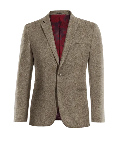 Light brown slim fit Donegal tweed blazer