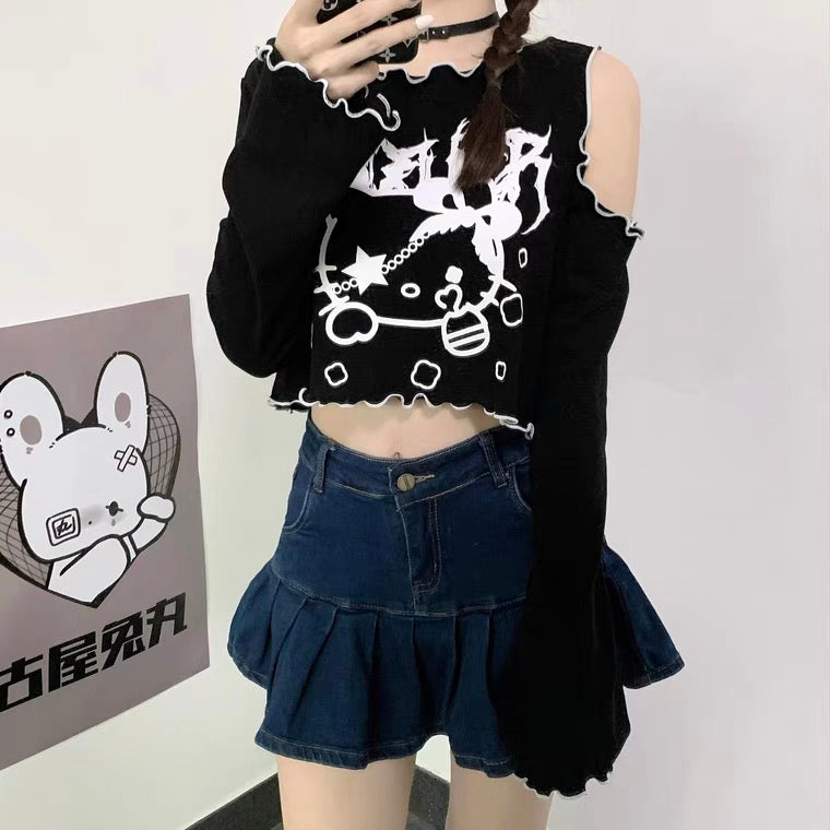 Long Sleeve Shirt with Dark Hello Kitty Print BY90190