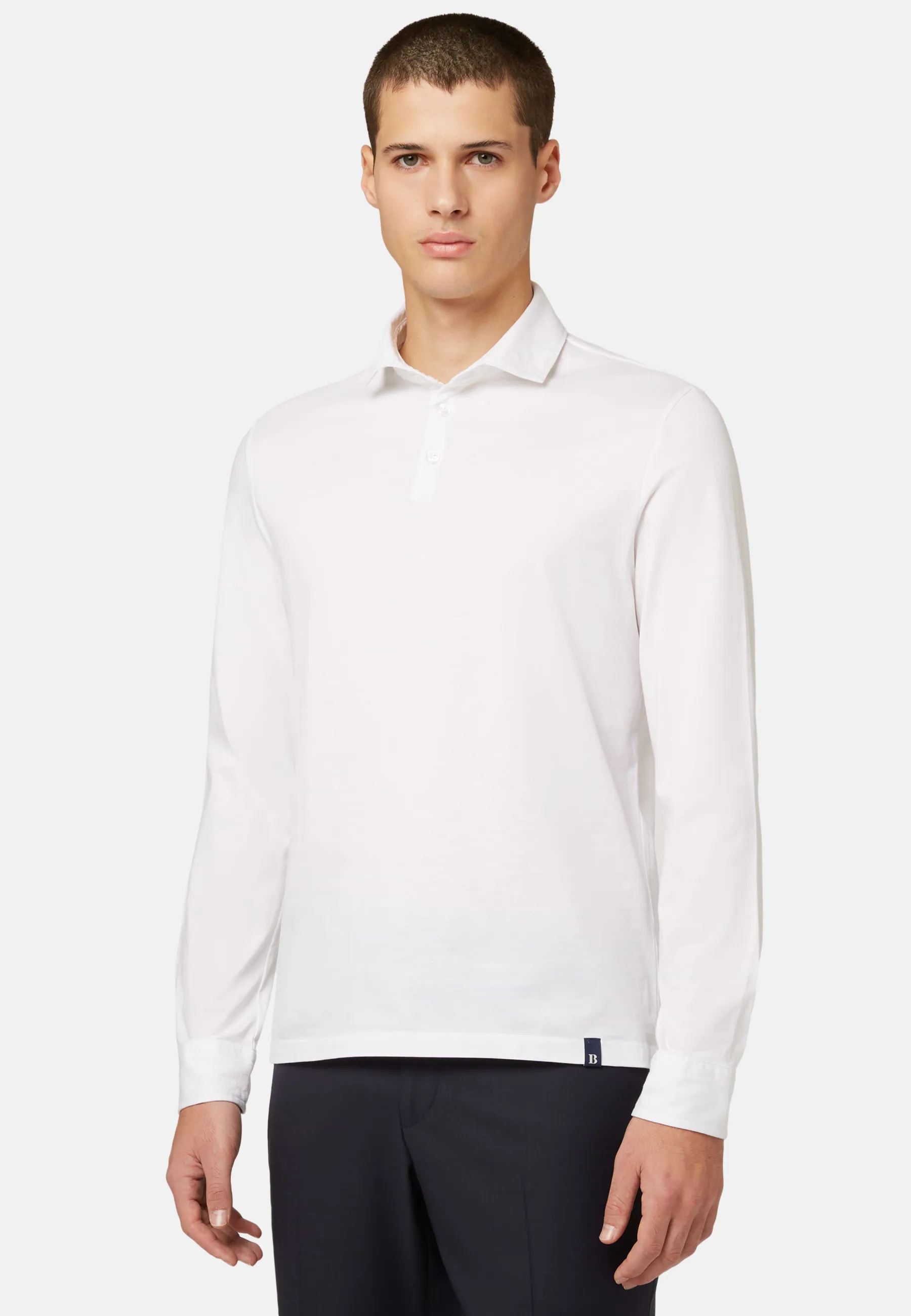 Long Sleeved Regular Fit Polo Shirt In Pima Cotton Jersey Shop