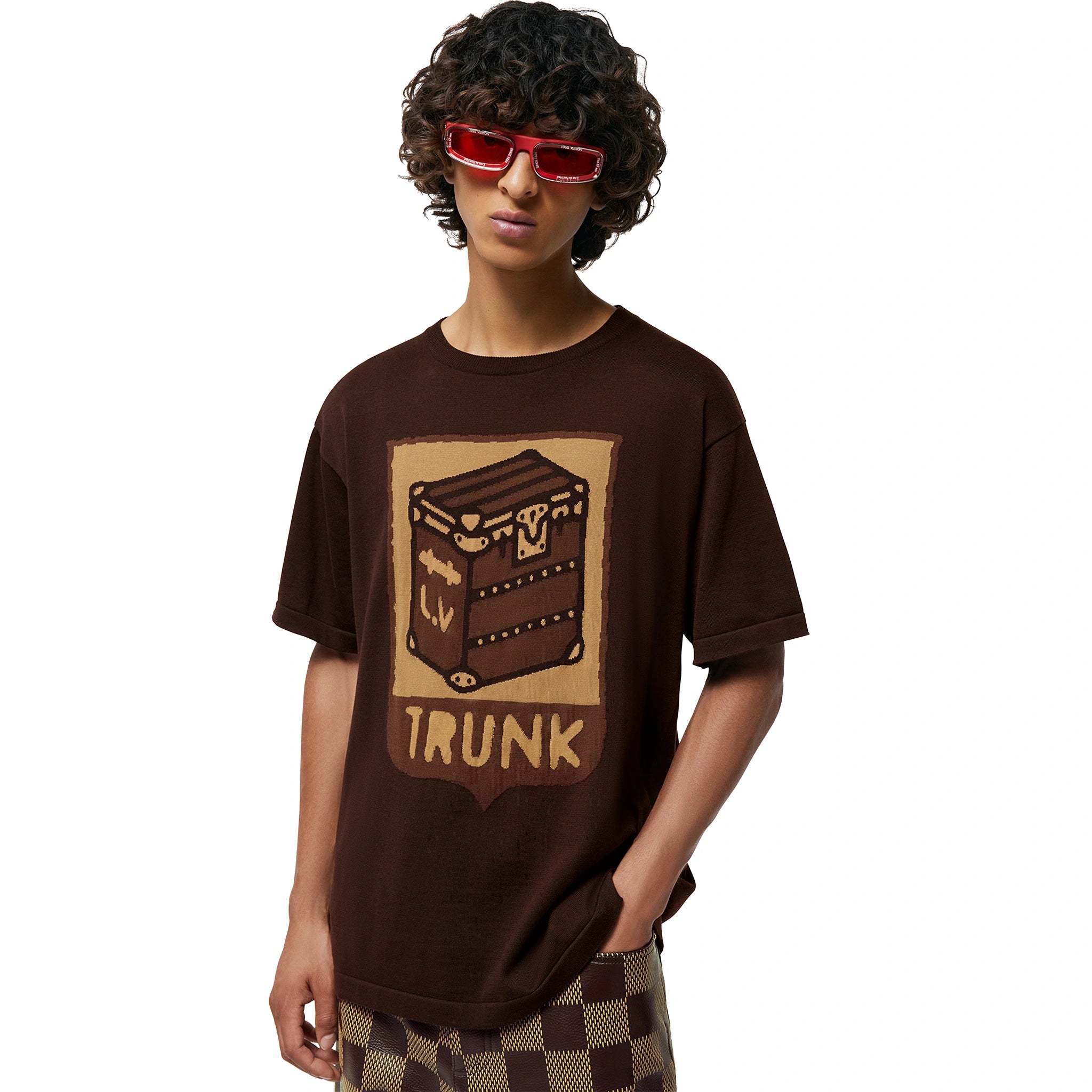 Louis Vuitton Brown Trunk Print Cotton T-Shirt