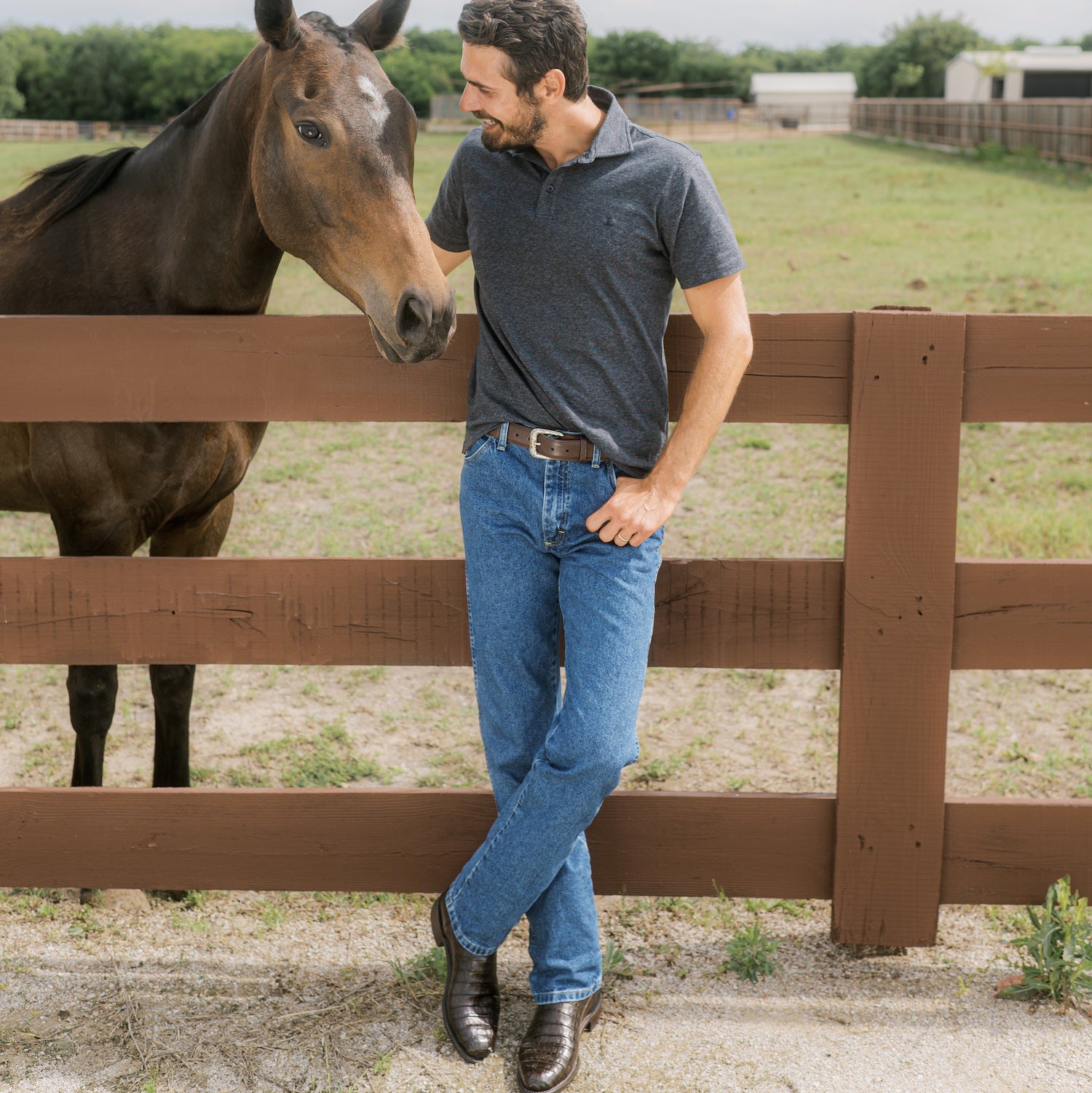 Lucchese Black Pima Cotton Polo