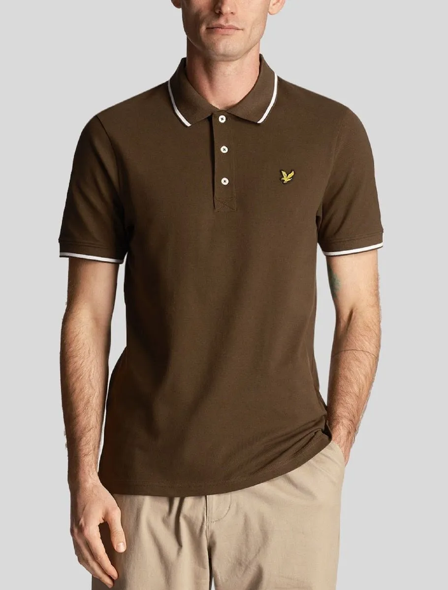 Tipped Short Sleeve Polo Shirt at Lyle & Scott Olive/White