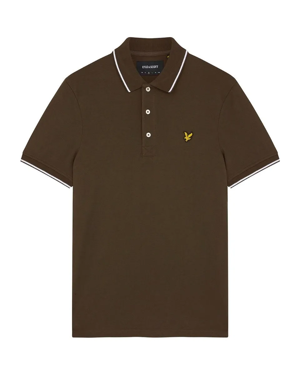 Tipped Short Sleeve Polo Shirt at Lyle & Scott Olive/White