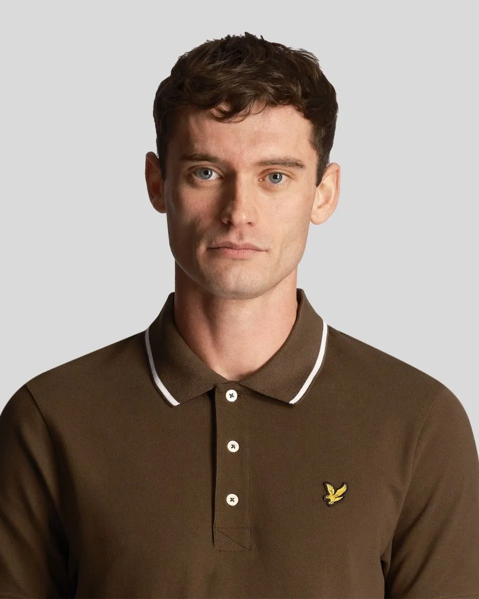 Tipped Short Sleeve Polo Shirt at Lyle & Scott Olive/White