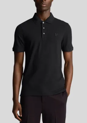 Lyle and Scott Tonal Eagle Short Sleeve Polo Shirt Jet Black