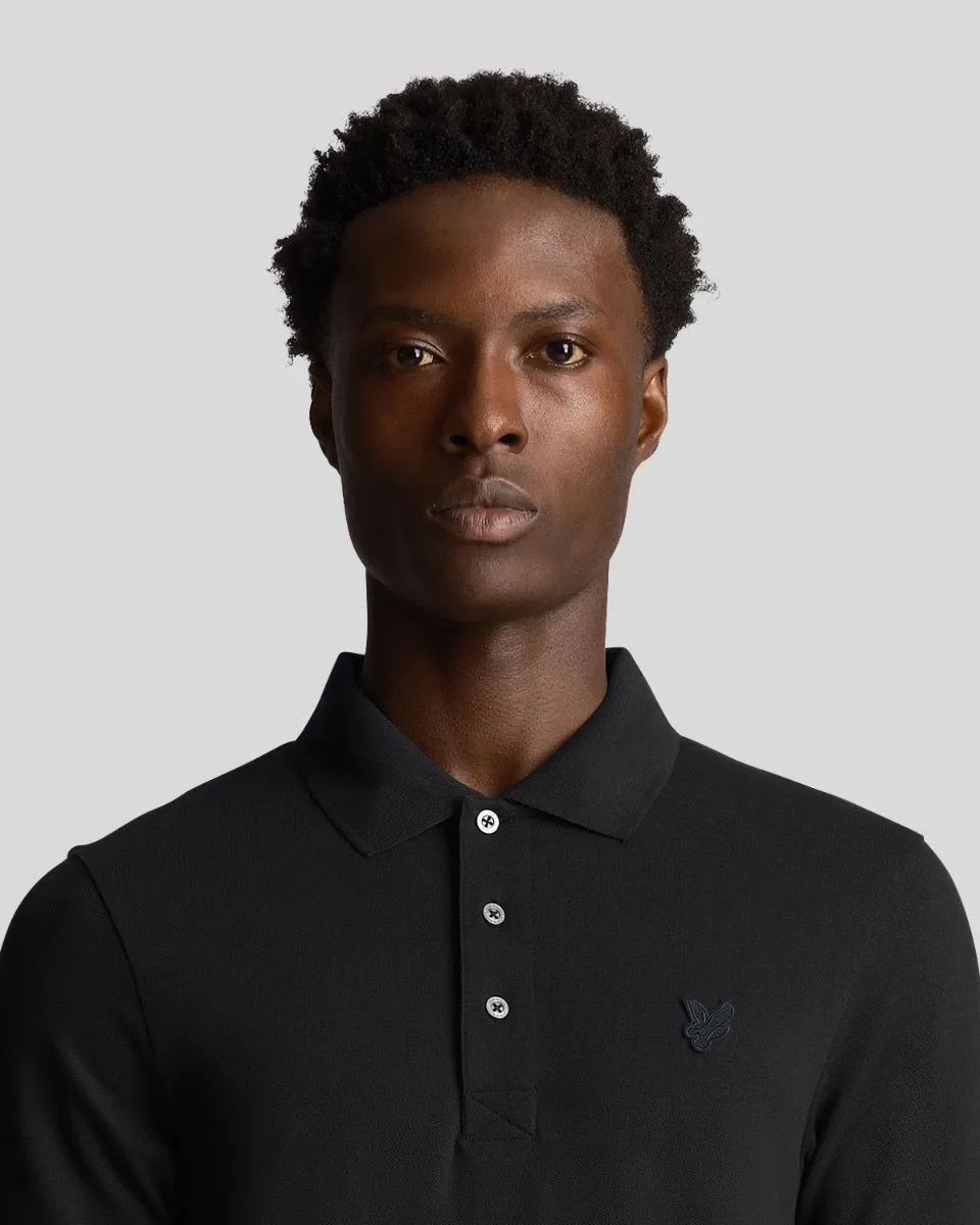 Lyle and Scott Tonal Eagle Short Sleeve Polo Shirt Jet Black