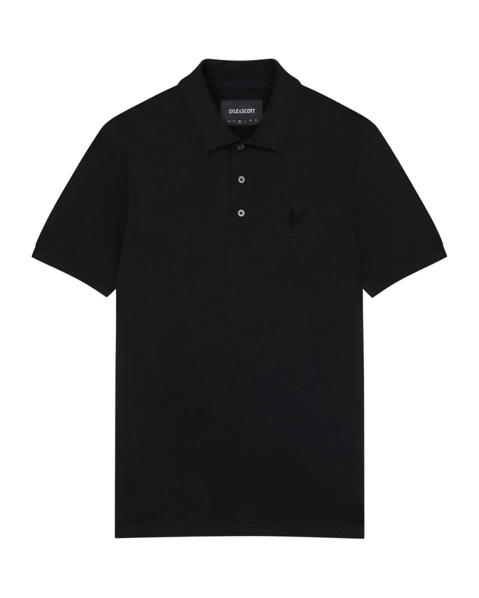 Lyle and Scott Tonal Eagle Short Sleeve Polo Shirt Jet Black