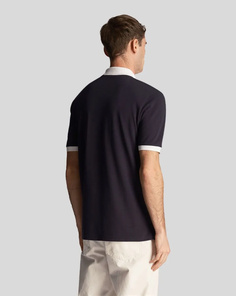 Lyle & Scott Dark Navy and White Tonal Ringer Short Sleeve Polo Shirt