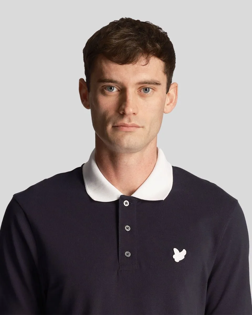 Lyle & Scott Dark Navy and White Tonal Ringer Short Sleeve Polo Shirt