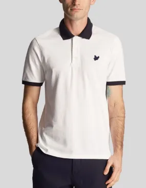 Lyle & Scott White and Dark Navy Tonal Ringer Short Sleeve Polo Shirt