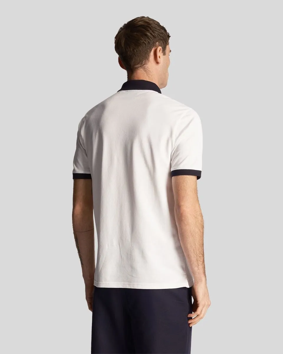 Lyle & Scott White and Dark Navy Tonal Ringer Short Sleeve Polo Shirt