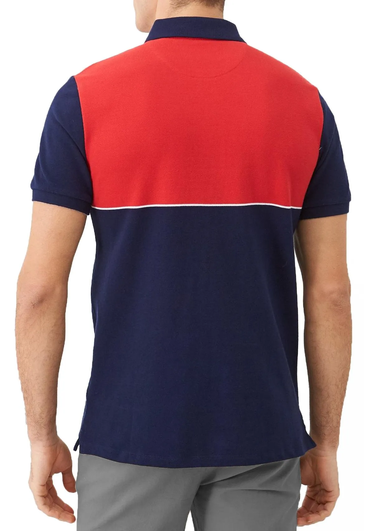 Yoke Stripe Polo Sleeve Shirt in Gala Red/Navy by Lyle & Scott