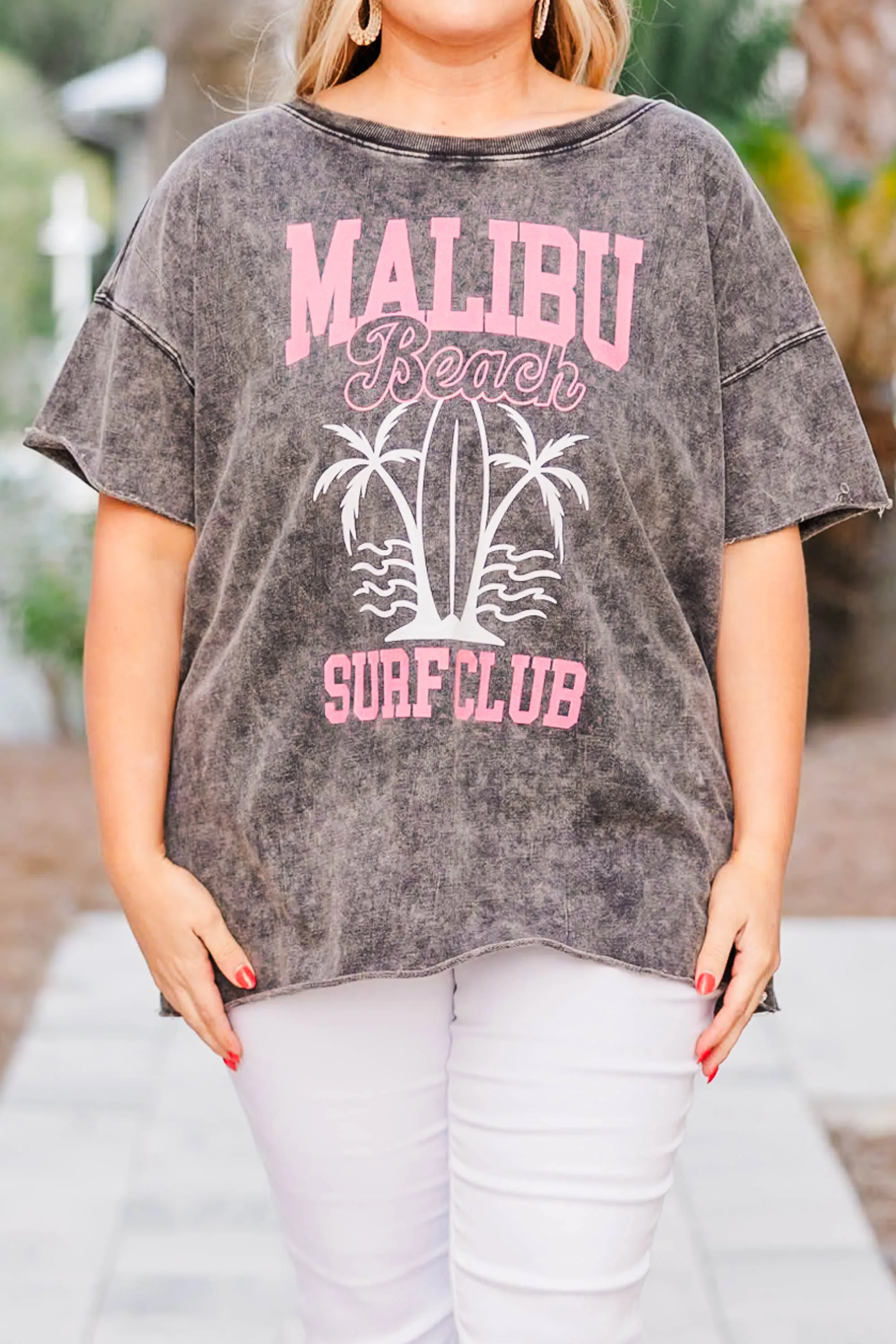 Malibu Surf Club Boyfriend Tee, Ash Black