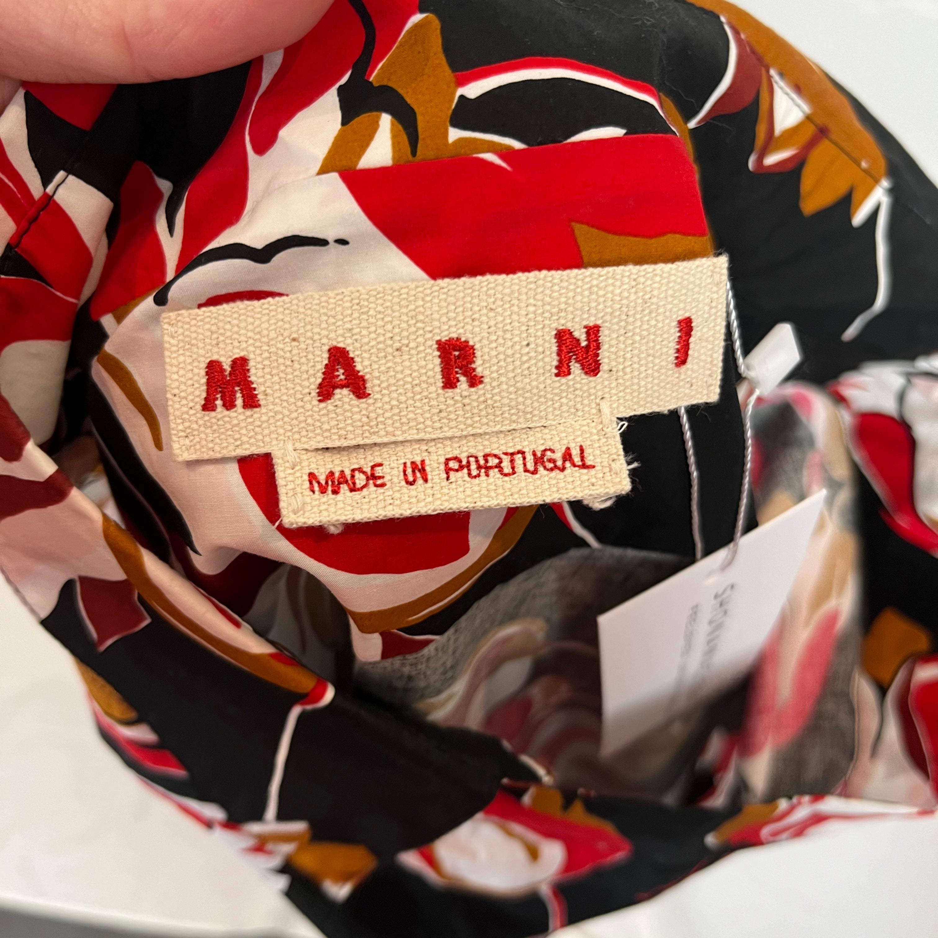 Marni Black Red Mustard Tulip Print Shirt XS