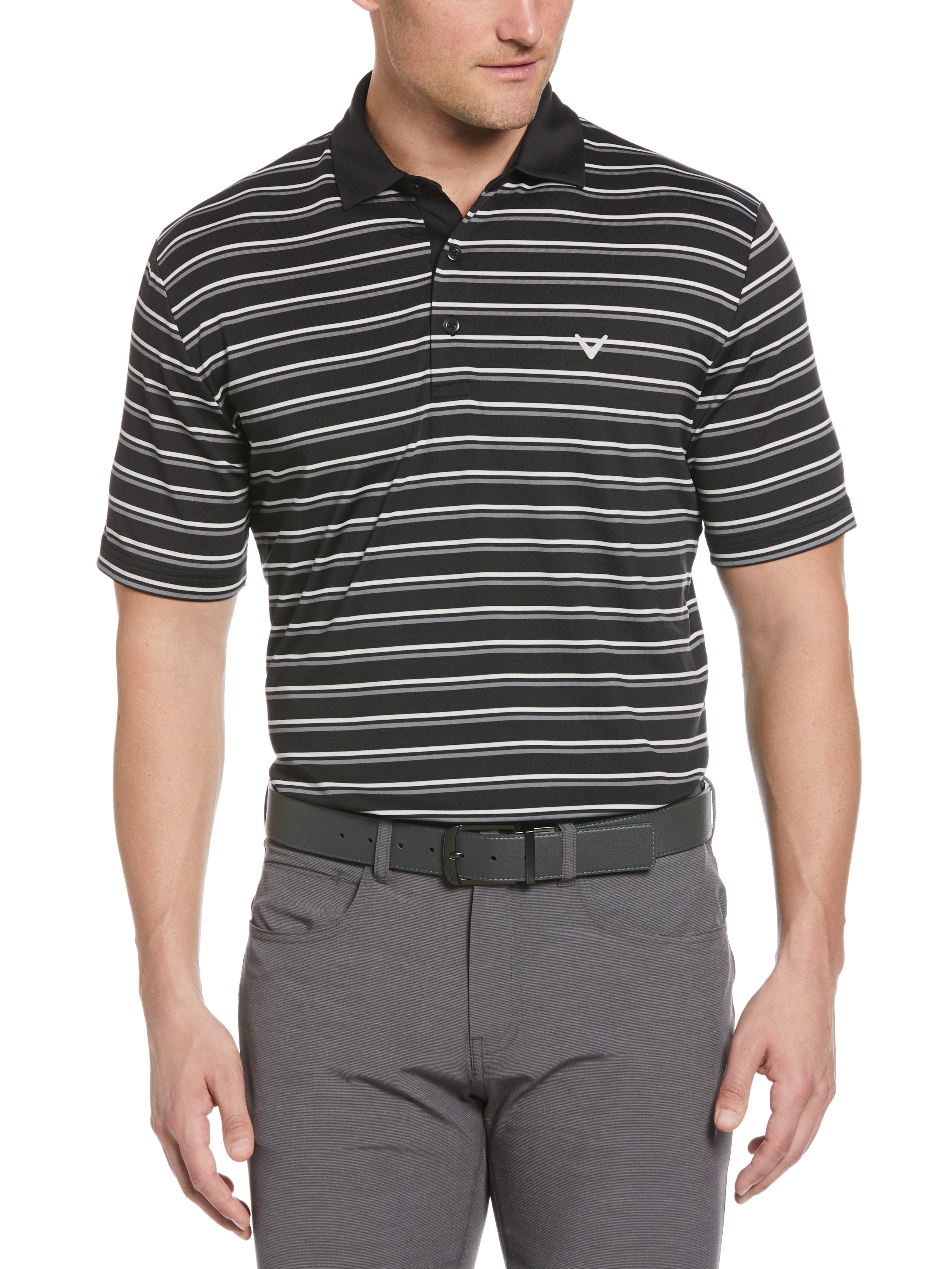 Mens Golf Polo Shirt with Feeder Stripe