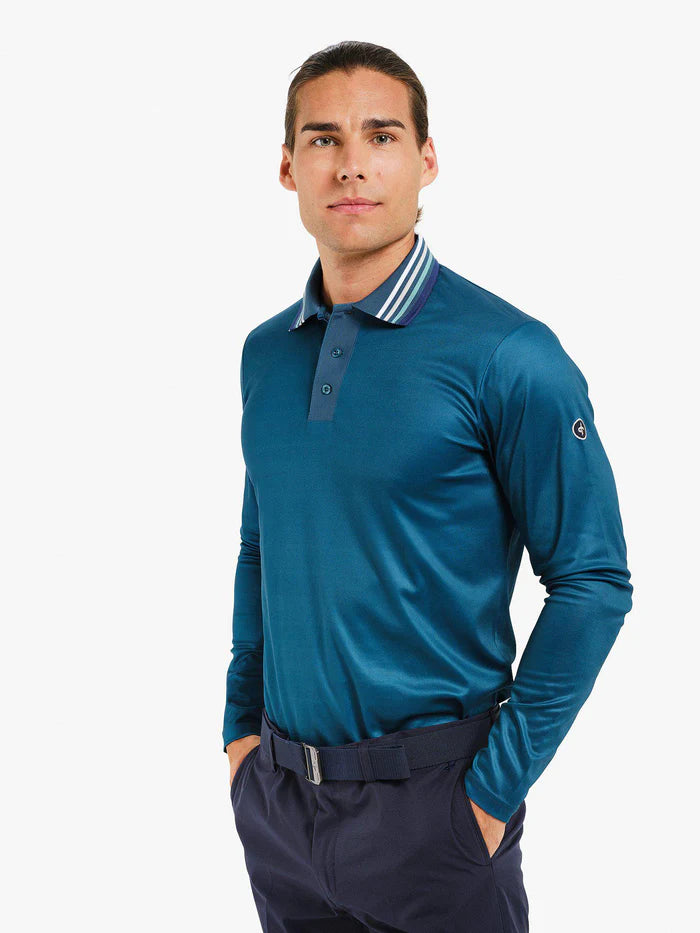 Mens Long Sleeve Striped Polo by Cross