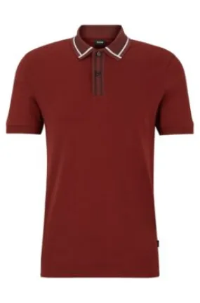 Slim-Fit Polo Shirt in Mercerized Cotton with Contrast Stripes