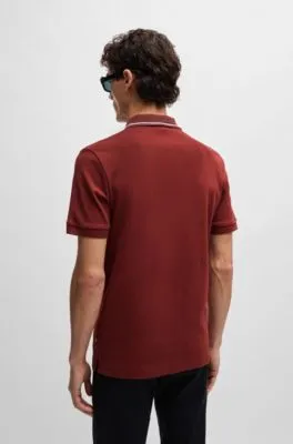 Slim-Fit Polo Shirt in Mercerized Cotton with Contrast Stripes