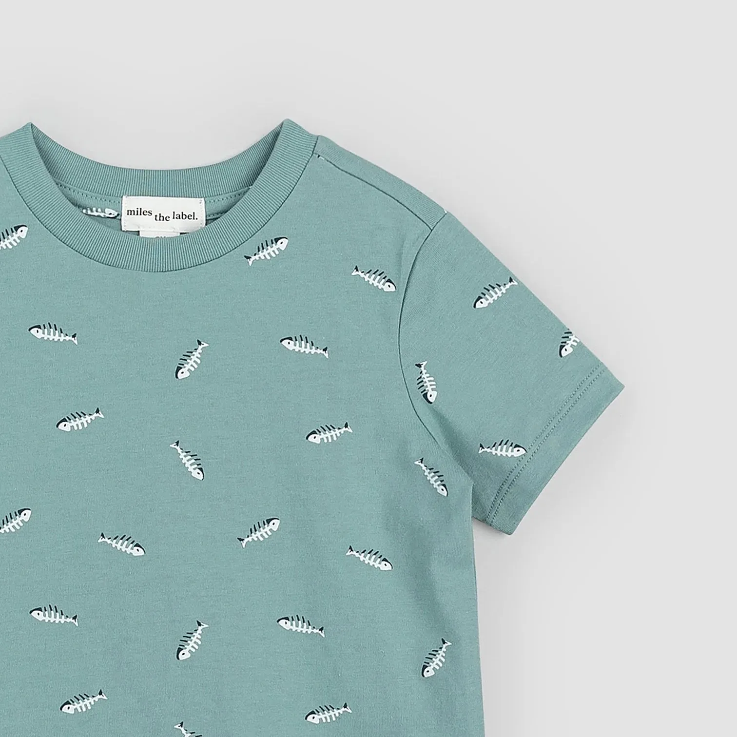 Fishbone Print on Seafoam T-Shirt by Miles The Label