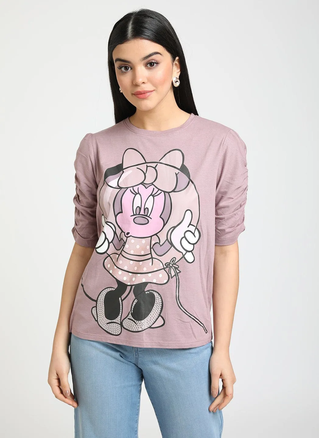 Diamond Heat Studded T-Shirt & Disney Minnie Mouse Print