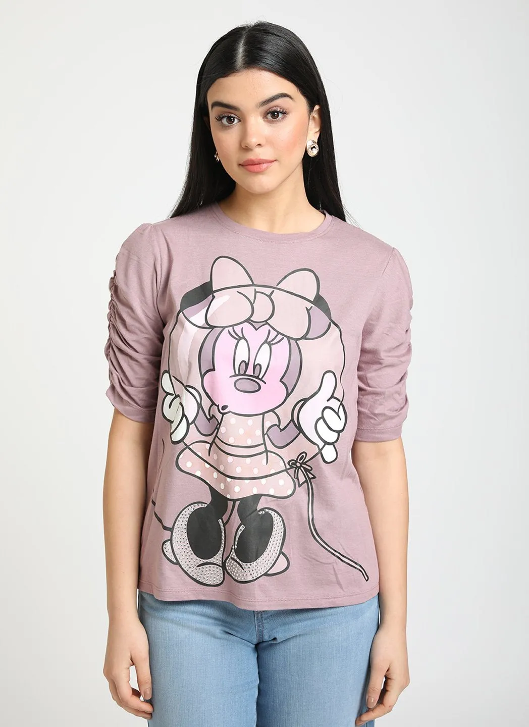 Diamond Heat Studded T-Shirt & Disney Minnie Mouse Print