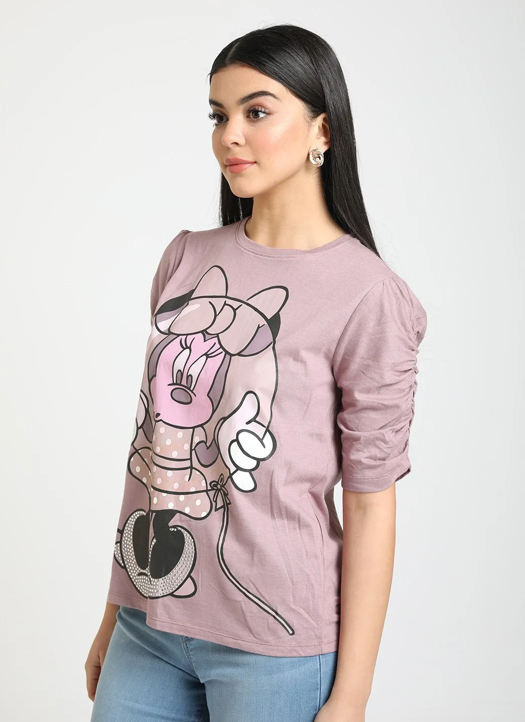 Diamond Heat Studded T-Shirt & Disney Minnie Mouse Print