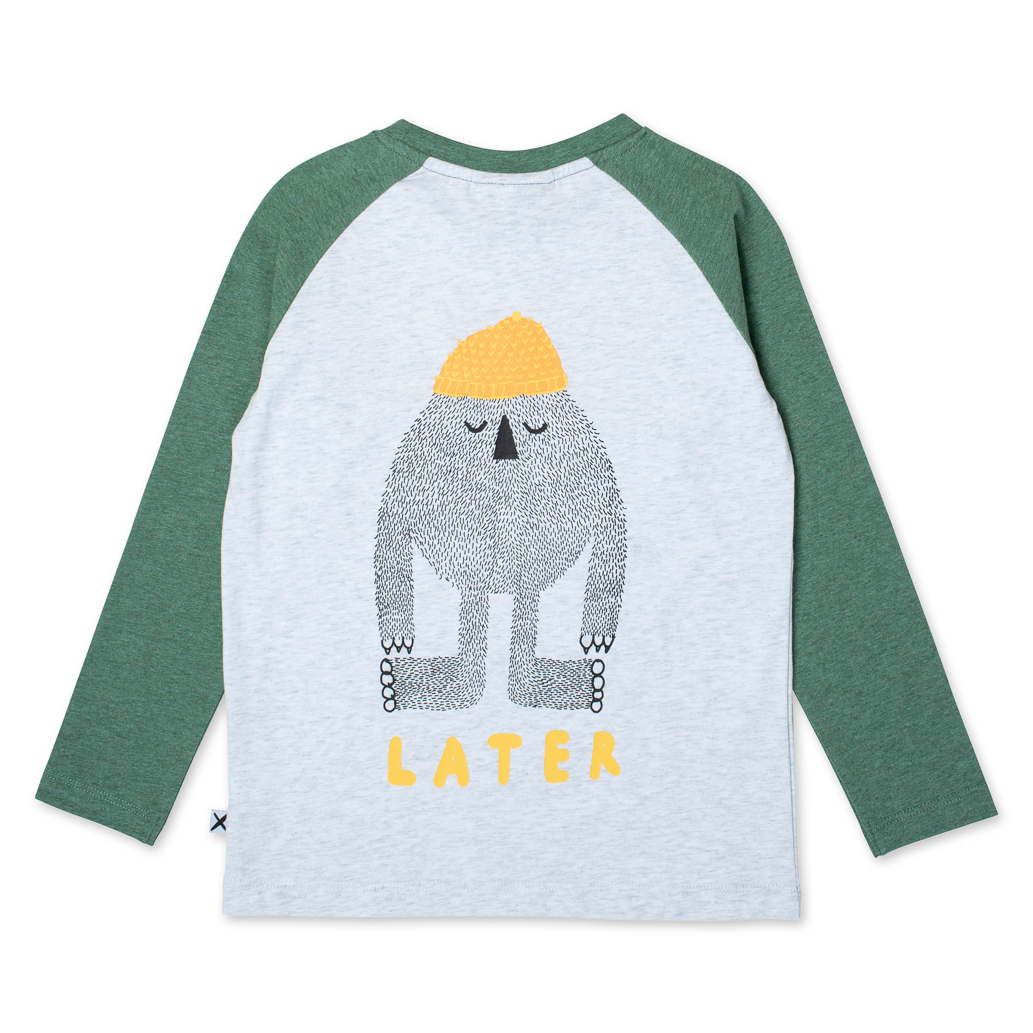 Minti Hello Later Yeti T-Shirt - White Marle/Forest Green