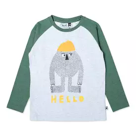 Minti Hello Later Yeti T-Shirt - White Marle/Forest Green