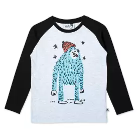 Minti Snowy Yeti T-Shirt - White Marle/Black