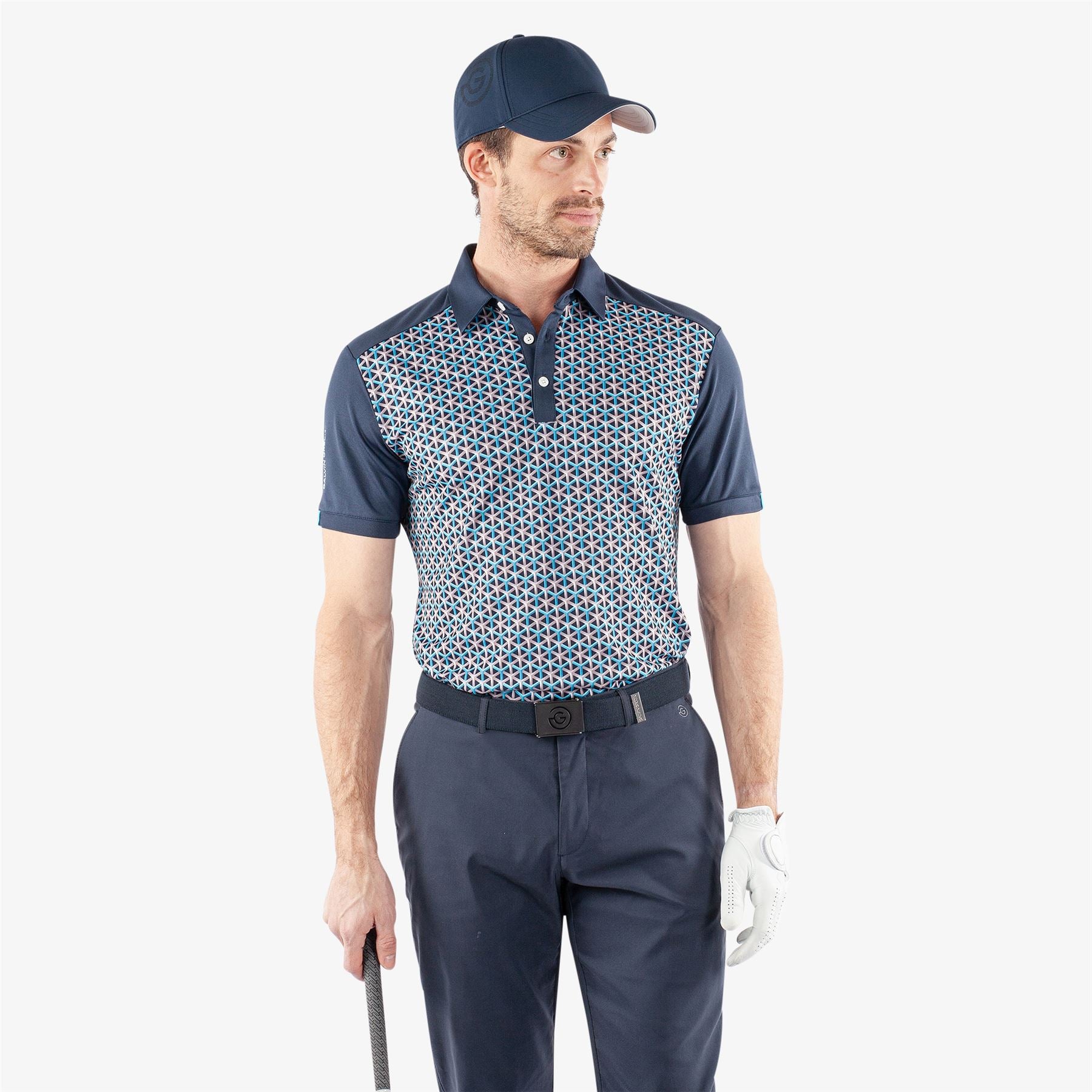 Mio Ventil8+ Polo Shirt - Aqua/Navy Print - SS24