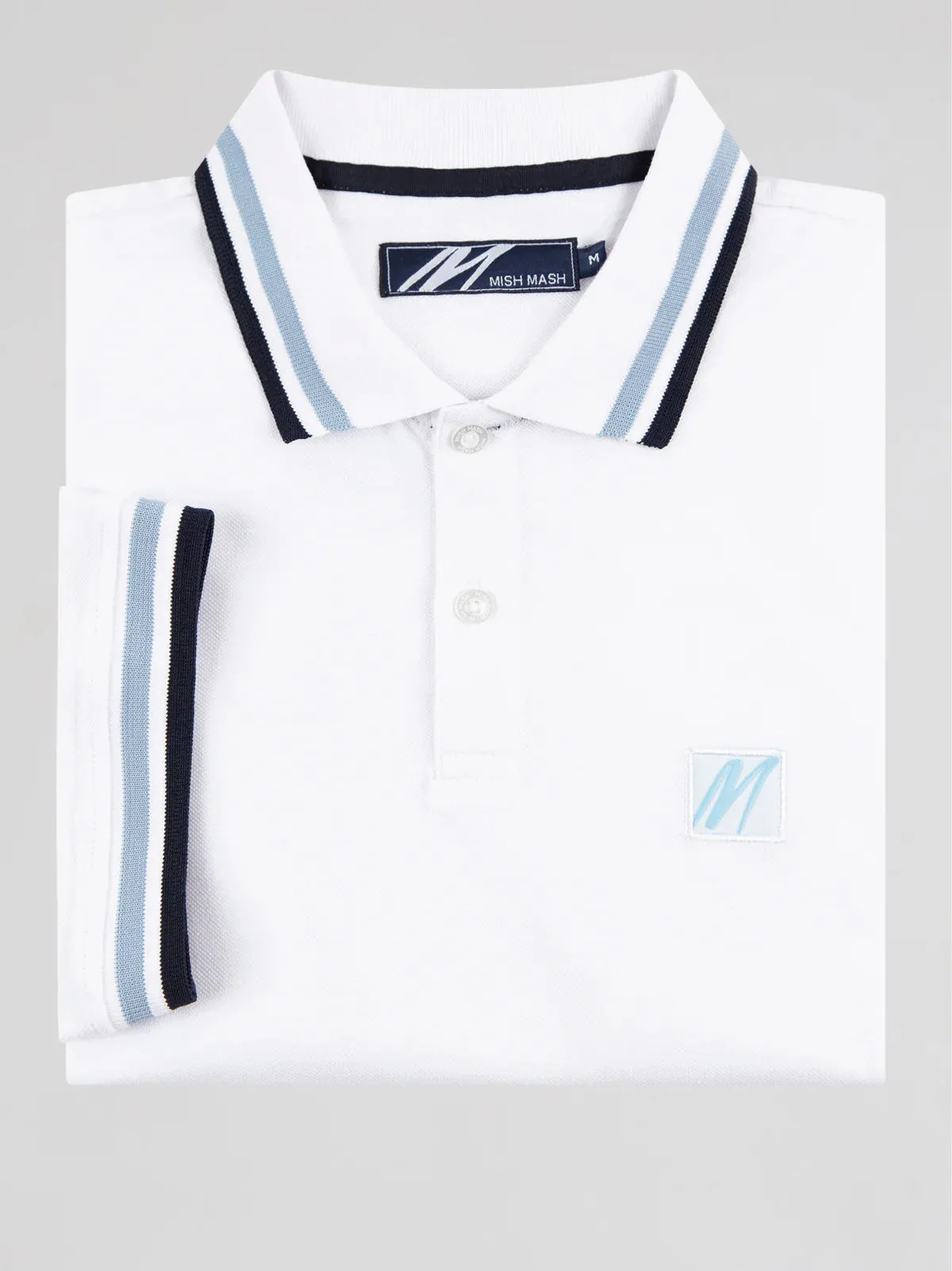 Mish Mash White Pique Polo Shirt - Regular Fit Raptor