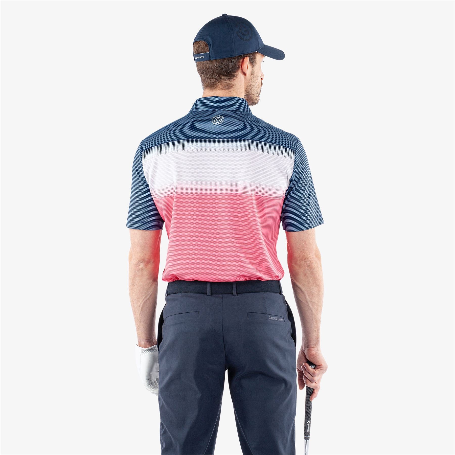 Mo Ventil8+ Polo SS24 Camelia Rose/Navy - Regular Fit