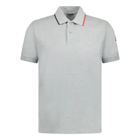 Grey Moncler Polo Shirt with Sleeve Logo