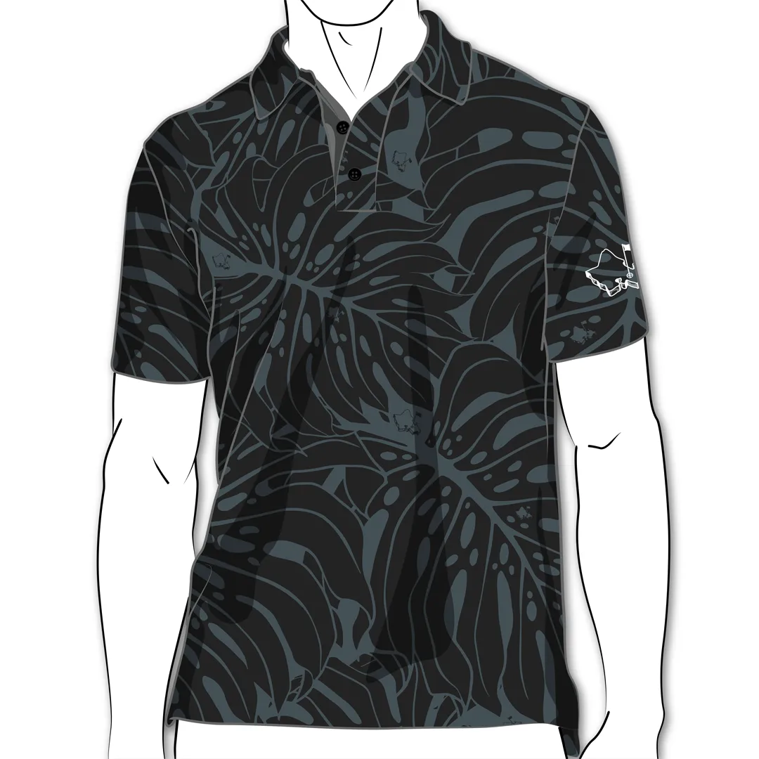 Monstera 2.0, Black Polo for Men, Obsidian Variant