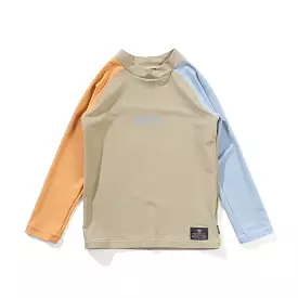 Munster Kids Long Sleeve Rash Shirt - Light Olive/Mid Blue/Mustard