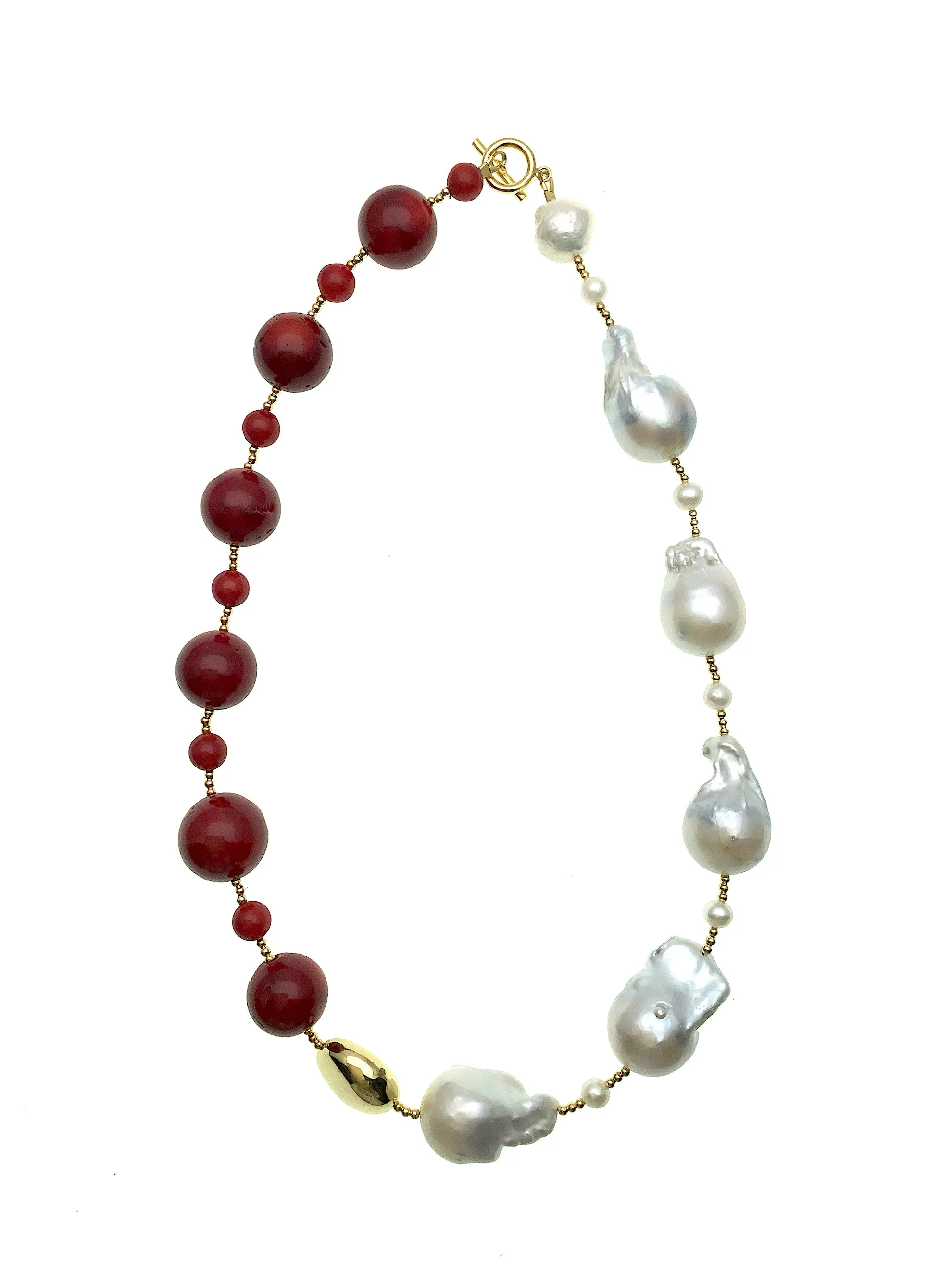 Natural Coral Baroque Pearl Necklace DN205