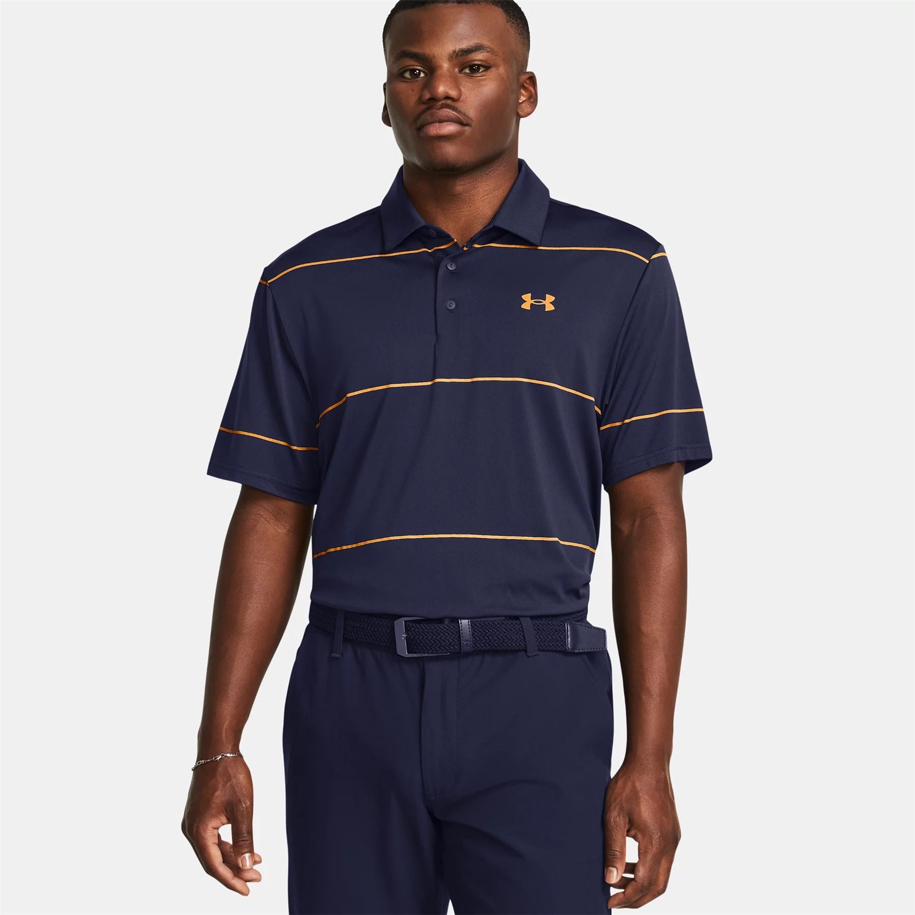 Navy and Orange Playoff 3.0 Stripe Polo - SS24