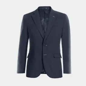 Navy blue linen blazer with wide lapel essential