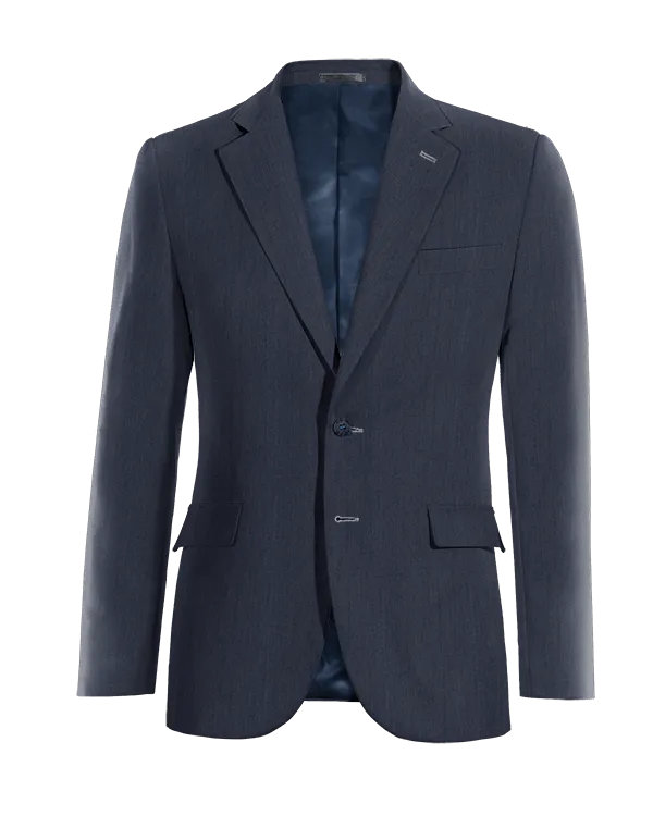 Navy blue linen blazer with wide lapel essential