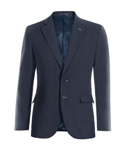 Navy blue linen blazer with wide lapel essential