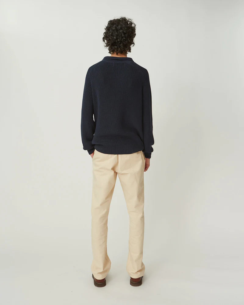 Navy LS Slouchy Polo - Corridor