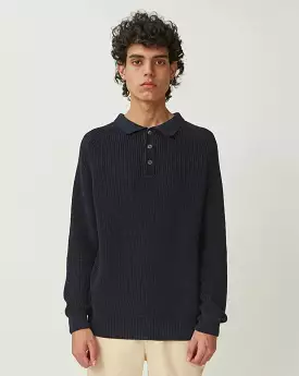 Navy LS Slouchy Polo - Corridor