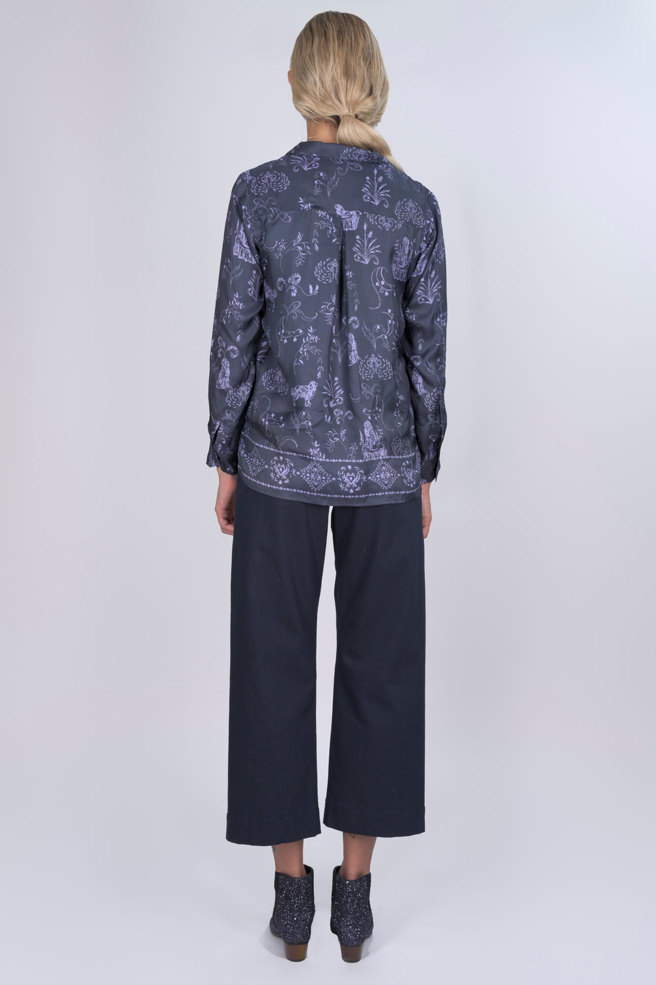 Navy Silk Jodie Shirt