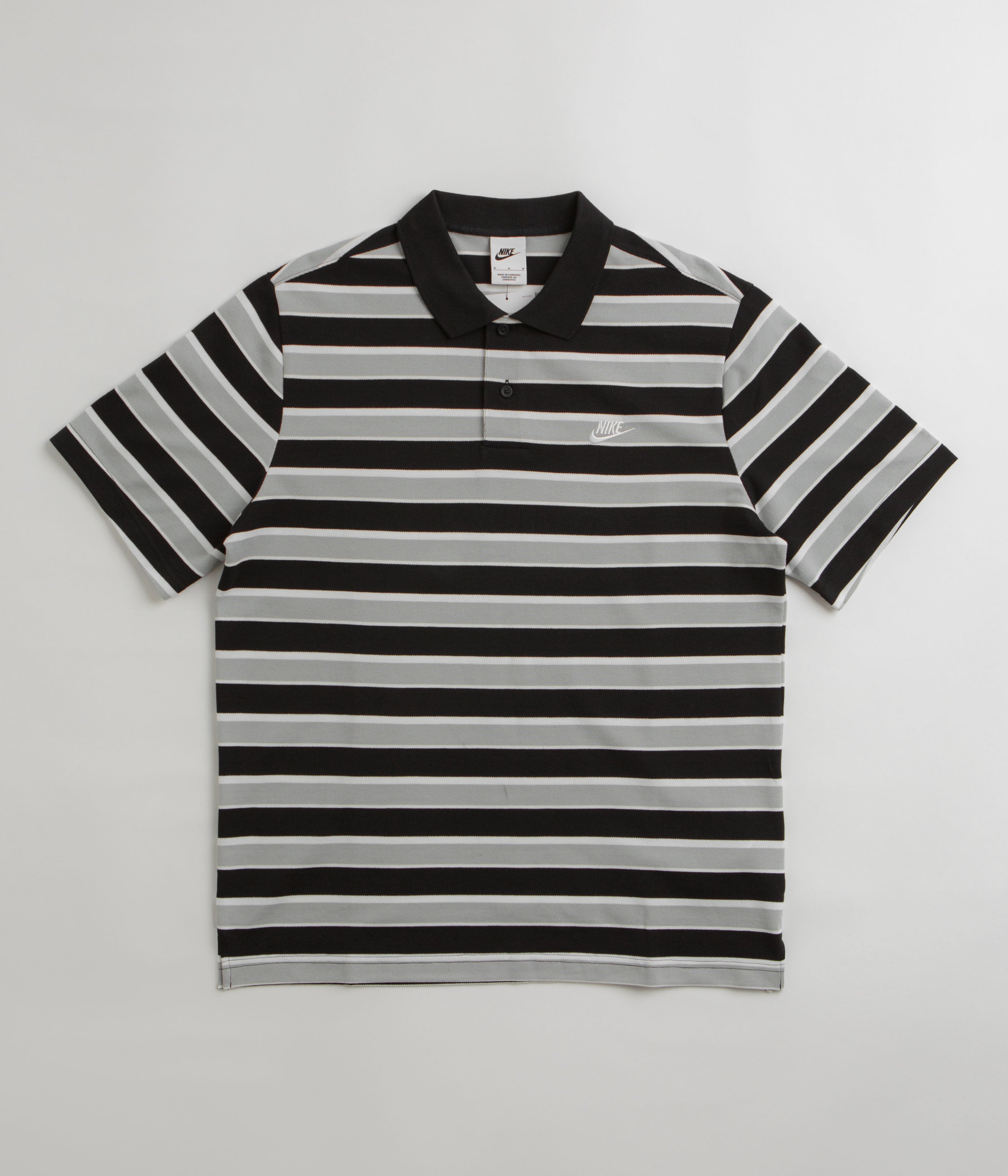 Nike Black and White Striped Polo Shirt