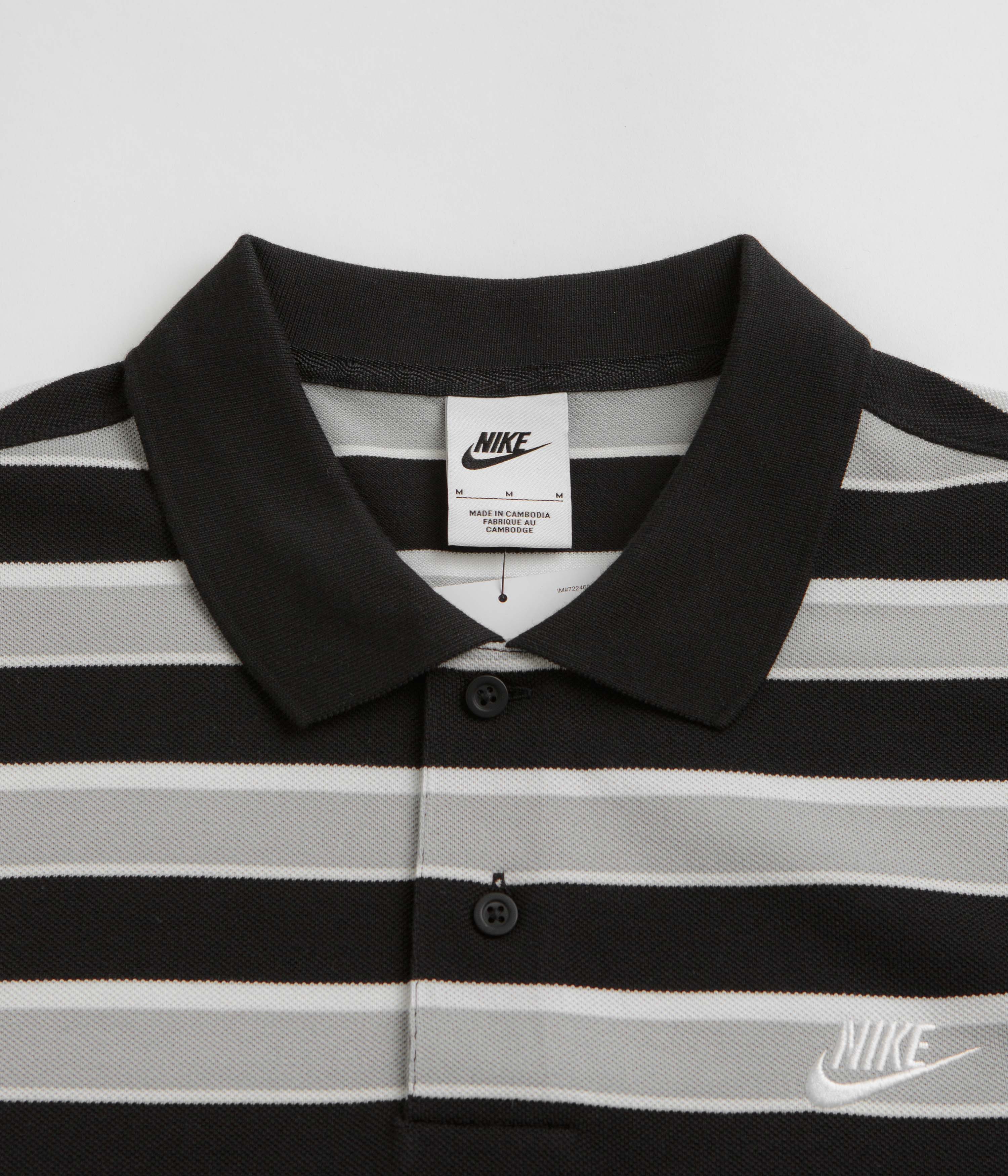 Nike Black and White Striped Polo Shirt