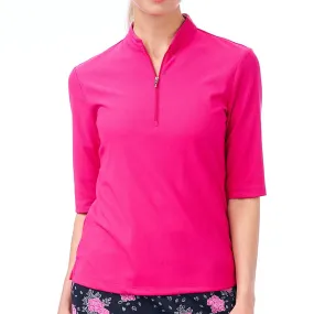 Nivo Women's Polo Elbow Sleeve Golf Shirt - Magenta