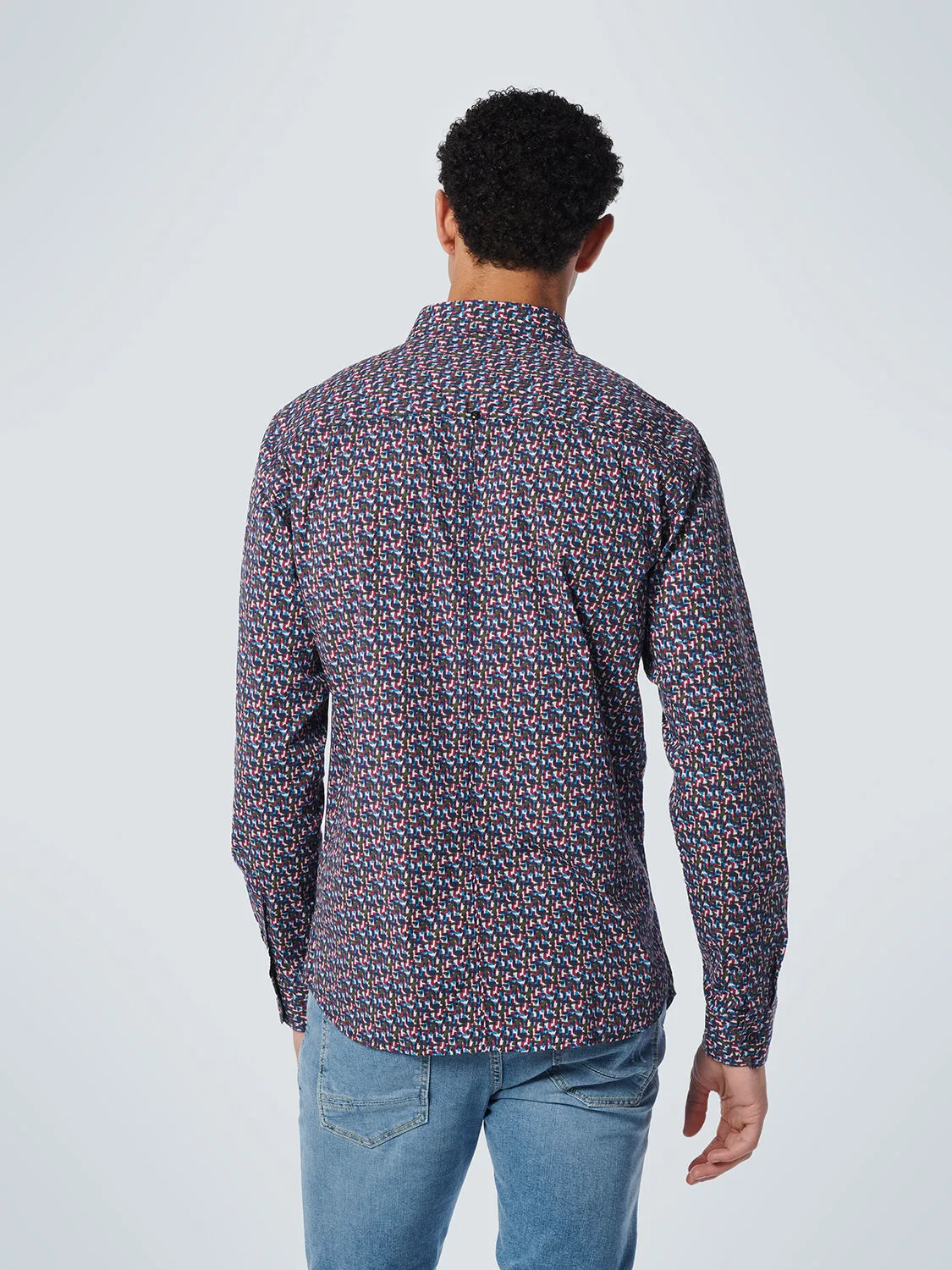 Allover Print Stretch Shirt in Mauve by No Excess