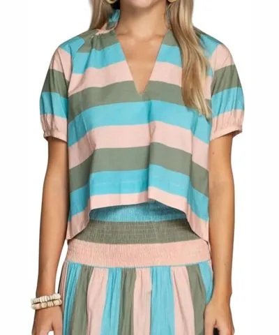 Olivia James The Label Elizabeth Top Blouse Julep Stripe