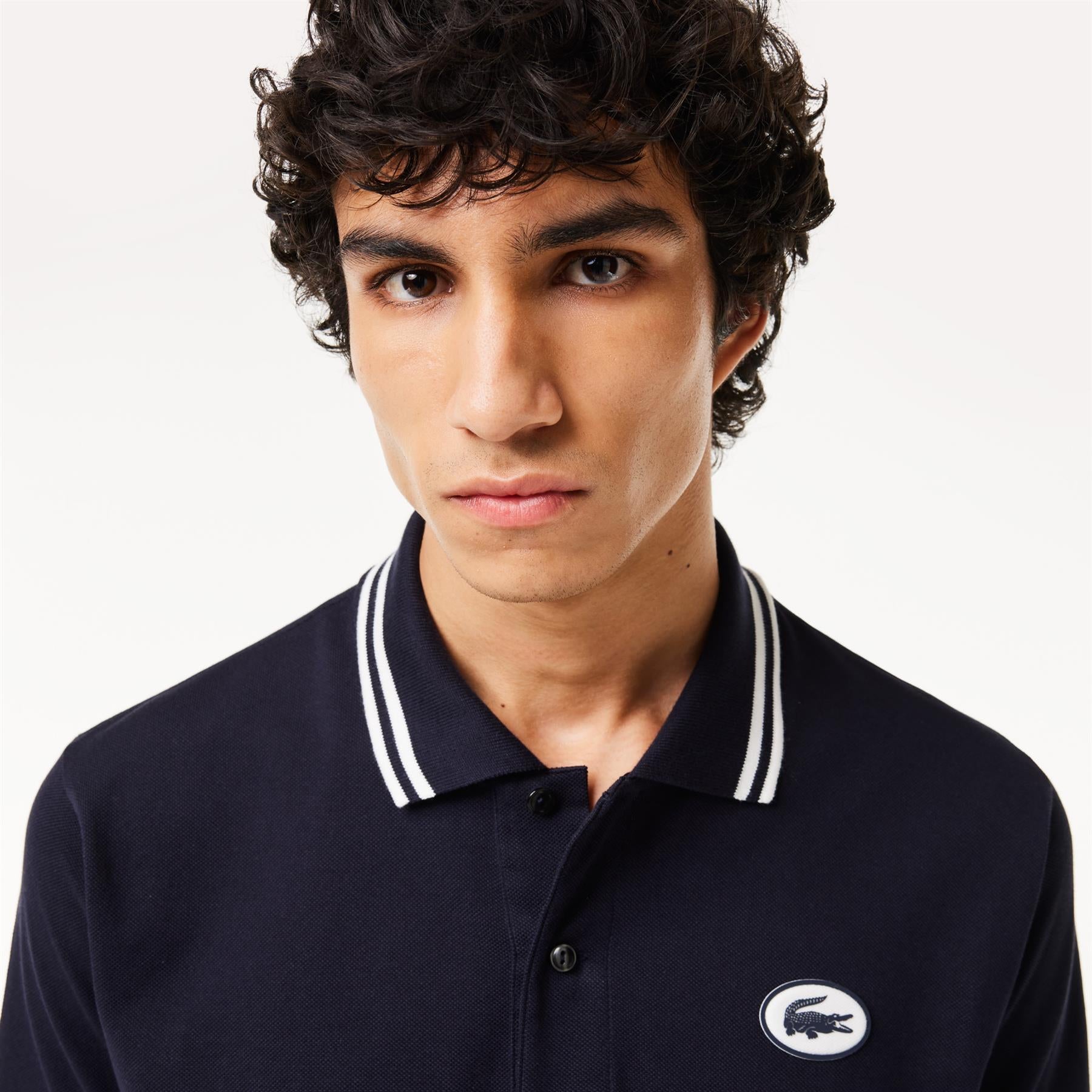 Organic Cotton Circle Badge Polo Black - SS24