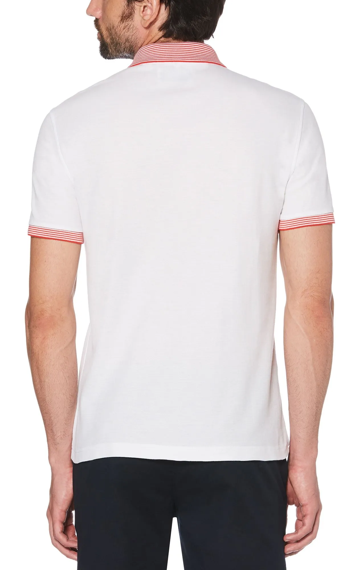 Stars and Stripe Pique Polo Shirt in Bright White by Original Penguin